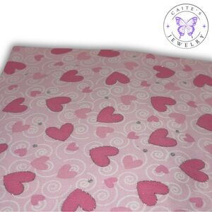 Handmade Small Book/Kindle Sleeve with a Hearts and Swirls Fabric